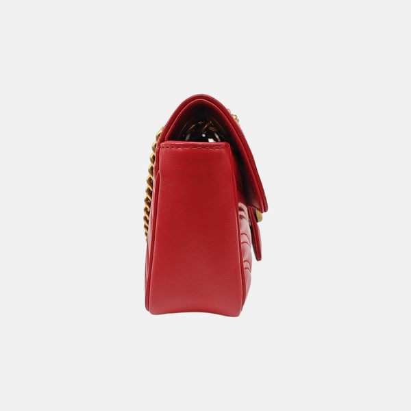GG Marmont Small Quilted Calfskin Red