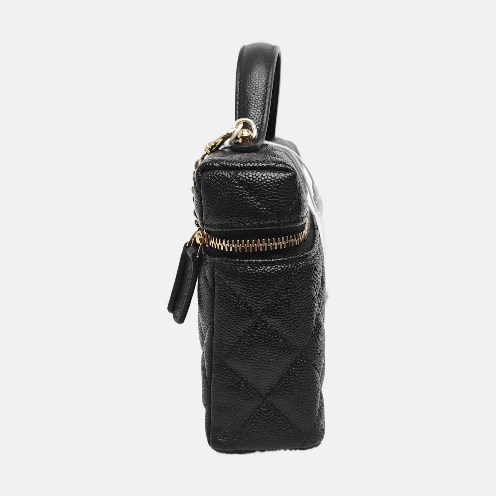 Quilted Grained Calfskin Shoulder Bag Black