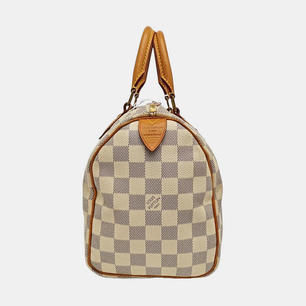SPEEDY 25 Damier Azur Coated Canvas White