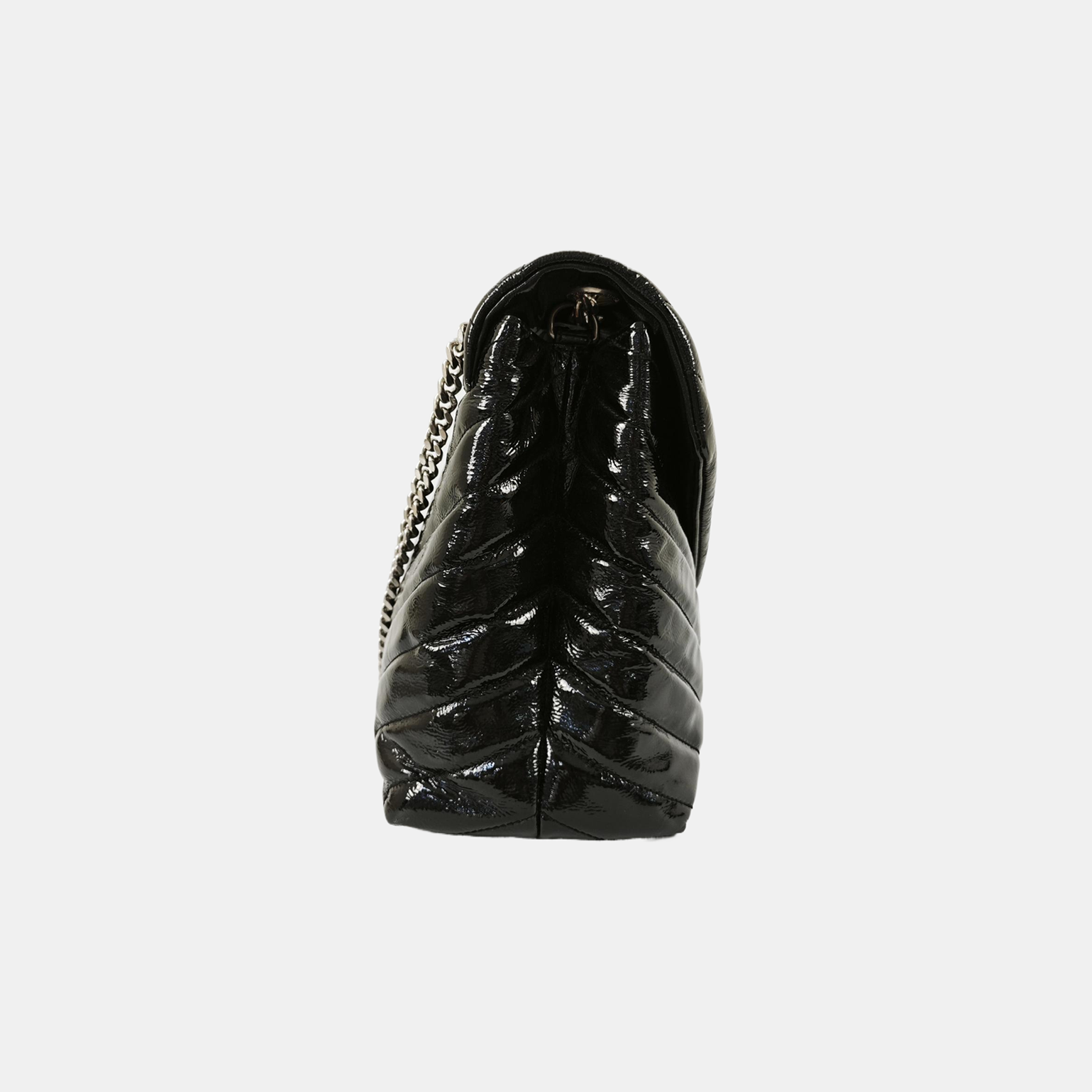 LOULOU Medium Chevron Patent Leather Black