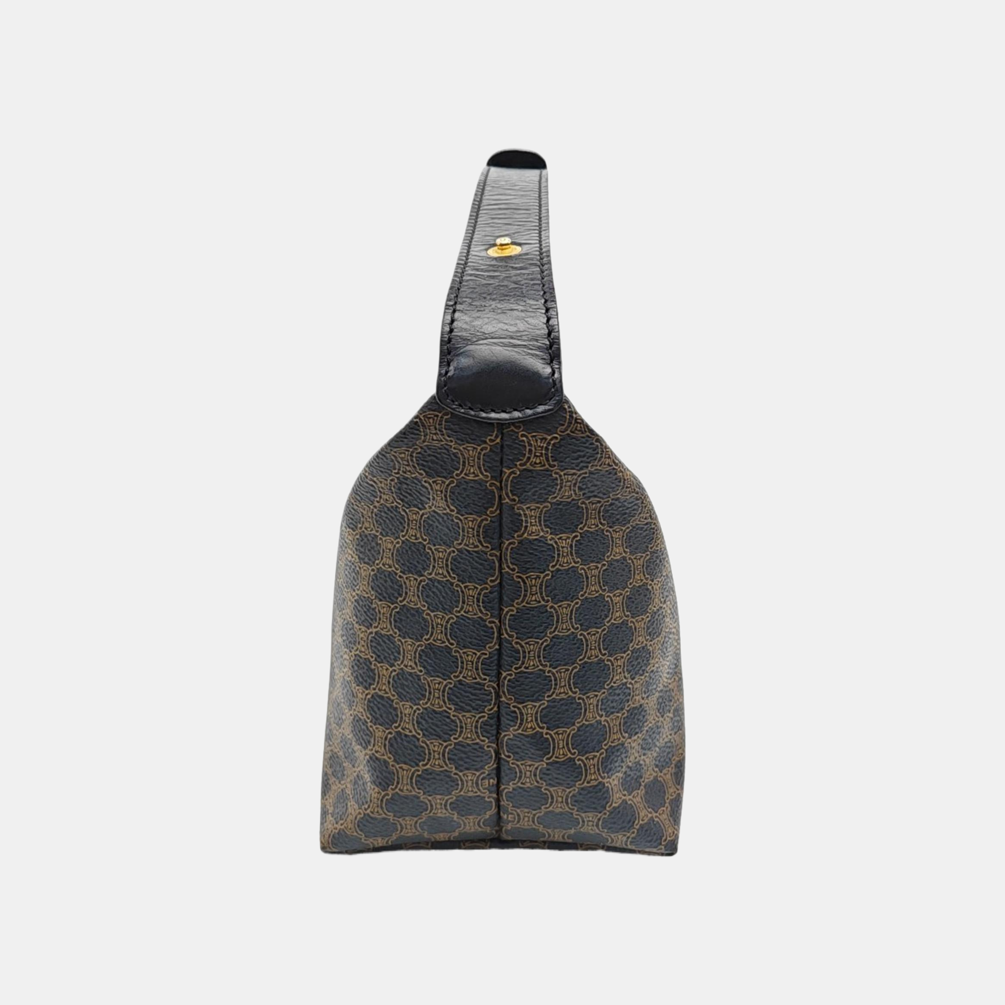 Coated Canvas Top Handle Bag Black