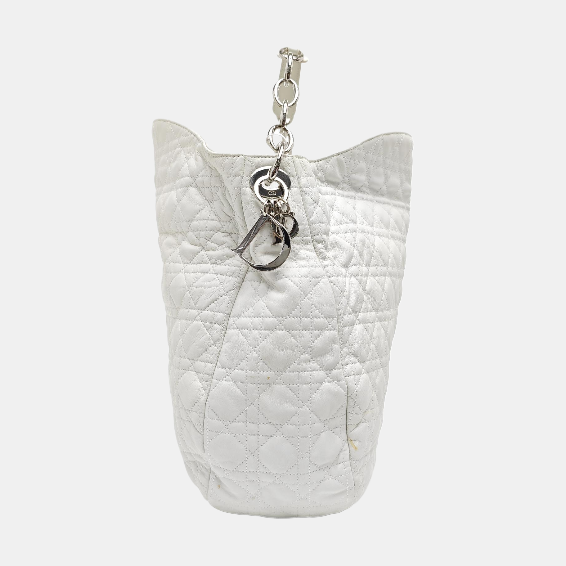 Cannage Lambskin Top Handle Bag White