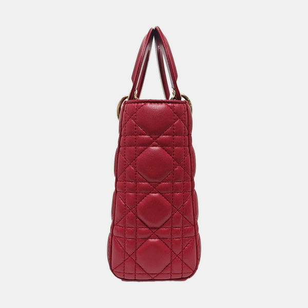 Lady Dior Small Cannage Lambskin Red