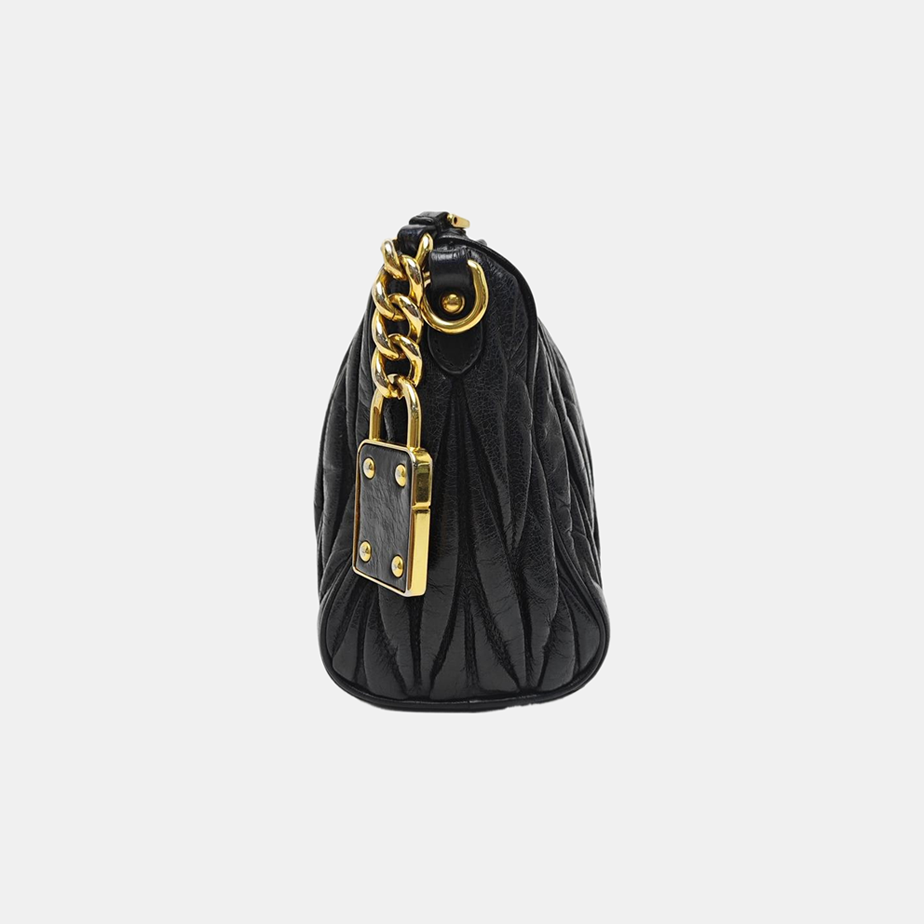 Quilted Lambskin Top Handle Bag Black