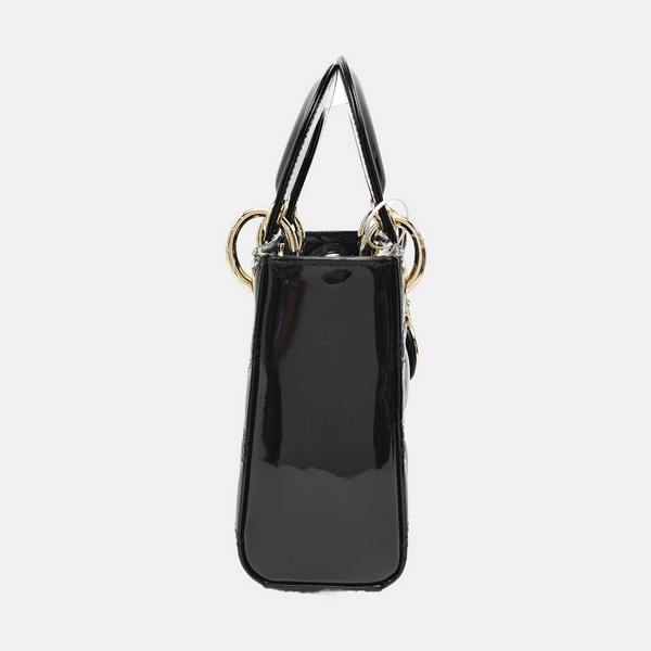 Lady Dior Mini Cannage Patent Leather Black