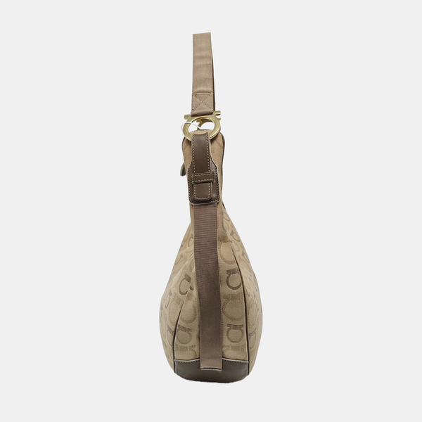 Coated Canvas Top Handle Bag Brown