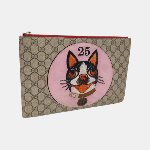 Coated Canvas Clutch Brown