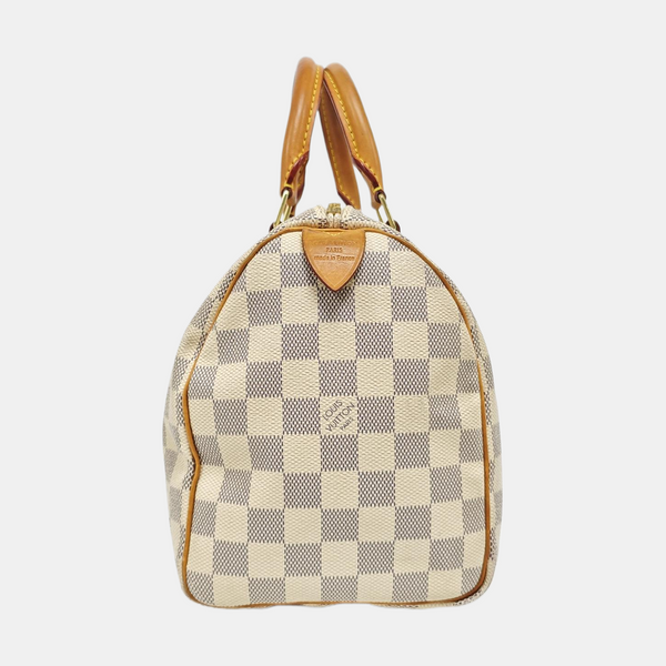 SPEEDY 25 Damier Azur Coated Canvas White