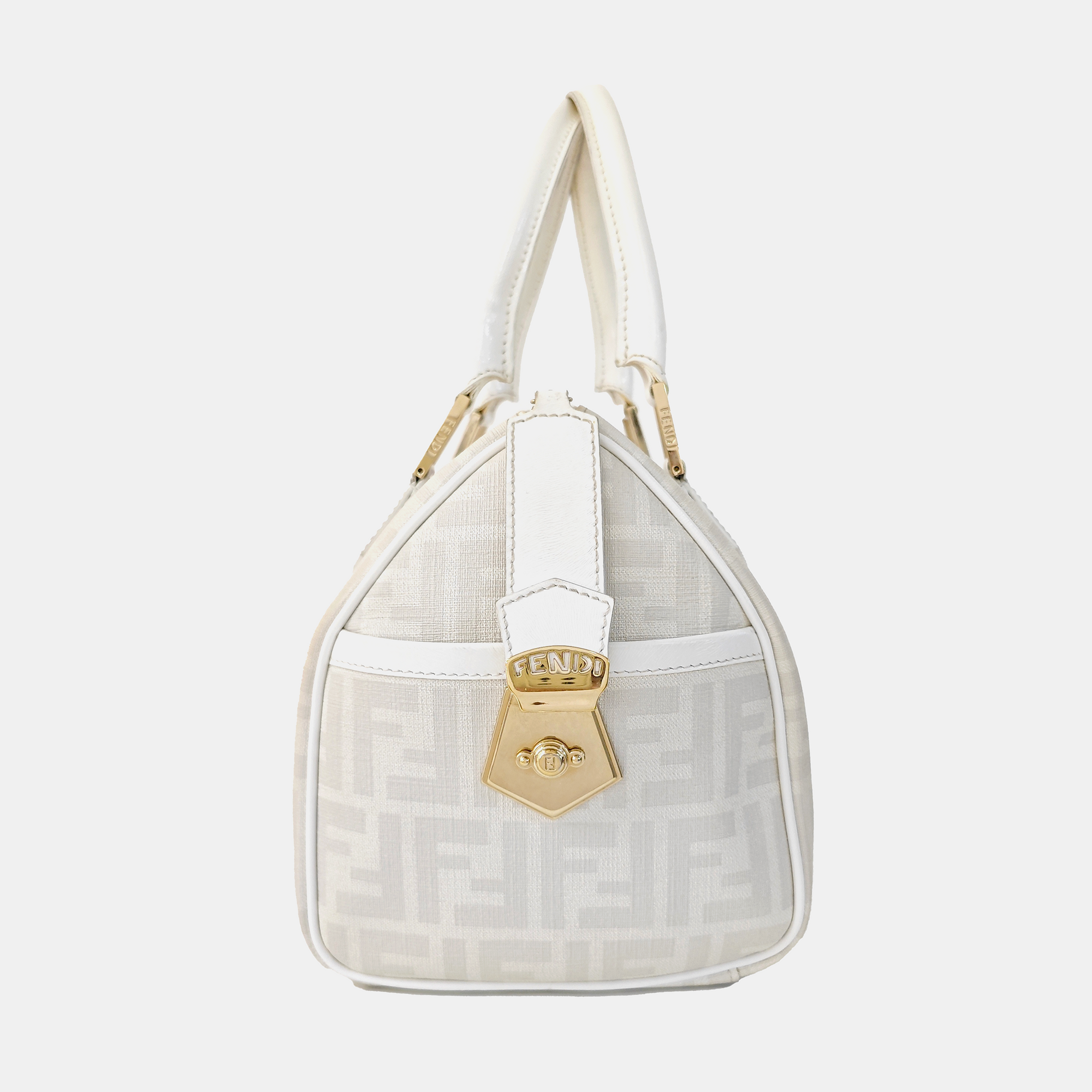 Coated Canvas Top Handle Bag White