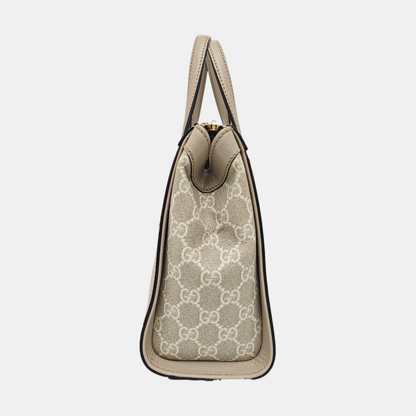 Ophidia Small Monogram Coated Canvas Beige