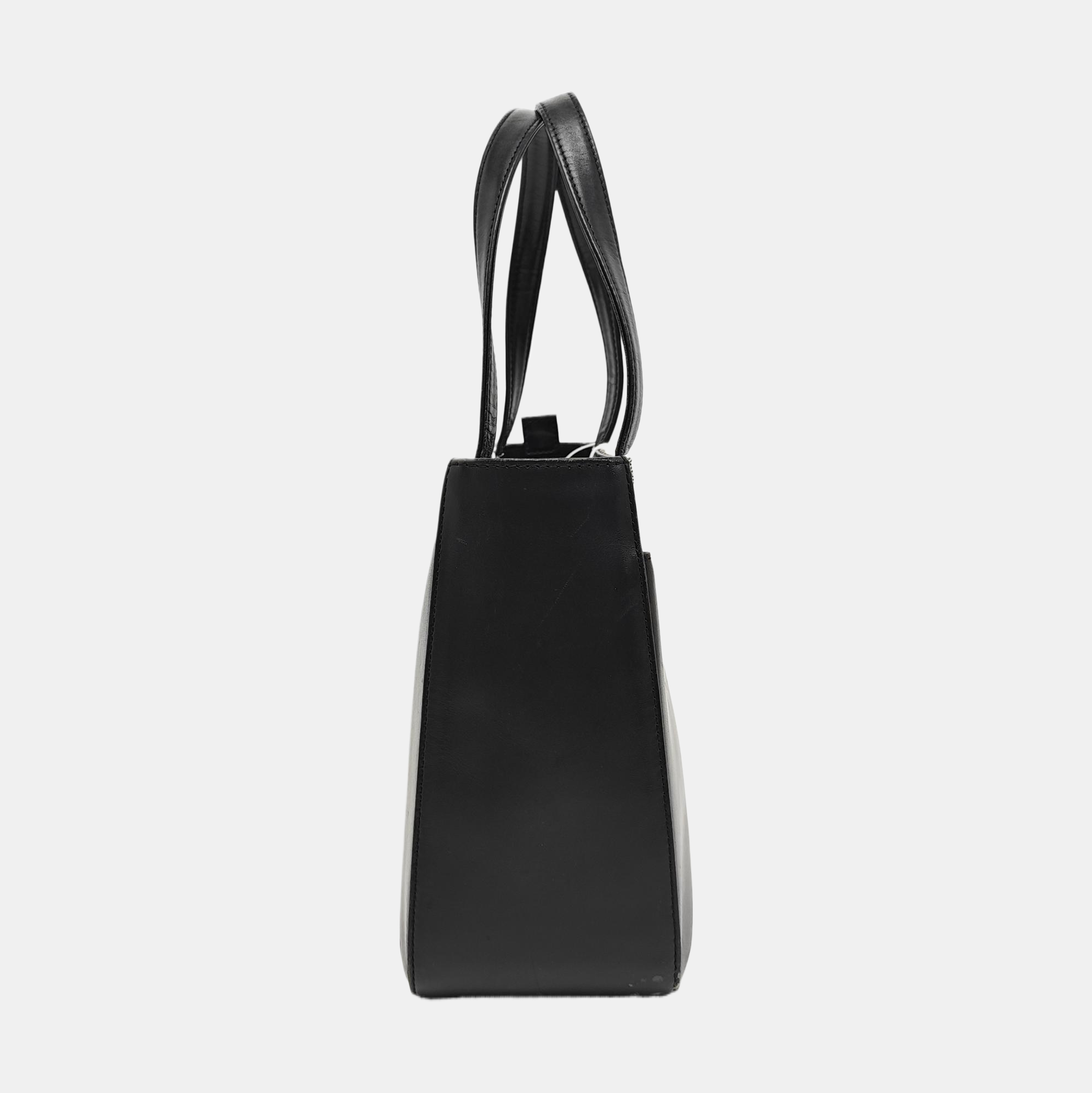 Calfskin Top Handle Bag Black