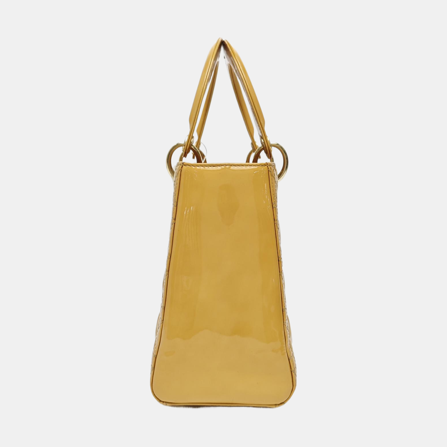 Lady Dior Medium Cannage Patent Leather Yellow