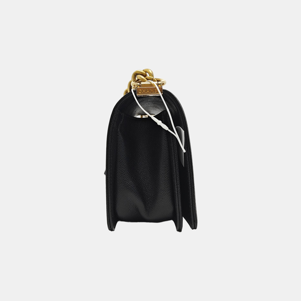 BOY CHANEL Small Quilted Grained Calfskin Black