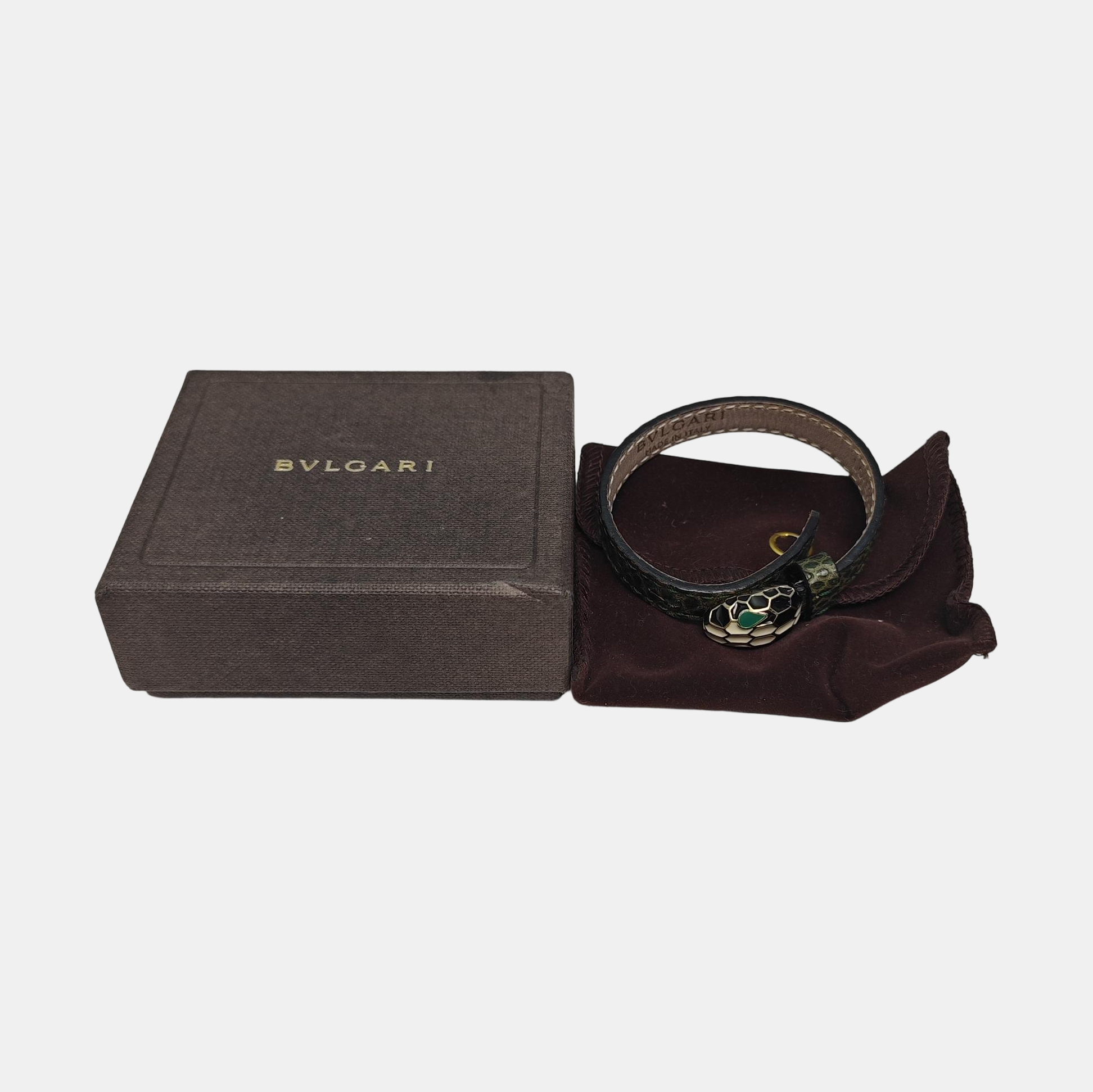 SERPENTI Leather Green Bracelet
