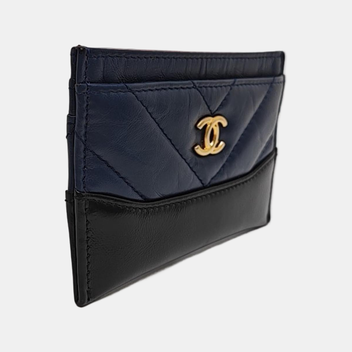 GABRIELLE Chevron Calfskin Blue Wallet