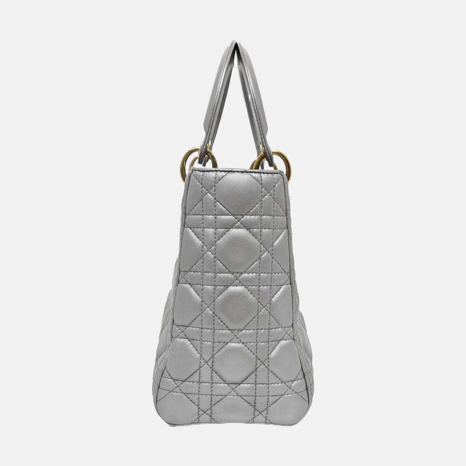 Authenticated pre-owned  Lady Dior Cannage Lambskin Silver - Shoulder Bag at Looply
