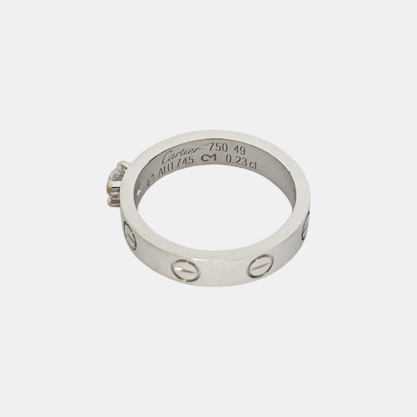 LOVE 18k White Gold Silver Ring EU 49