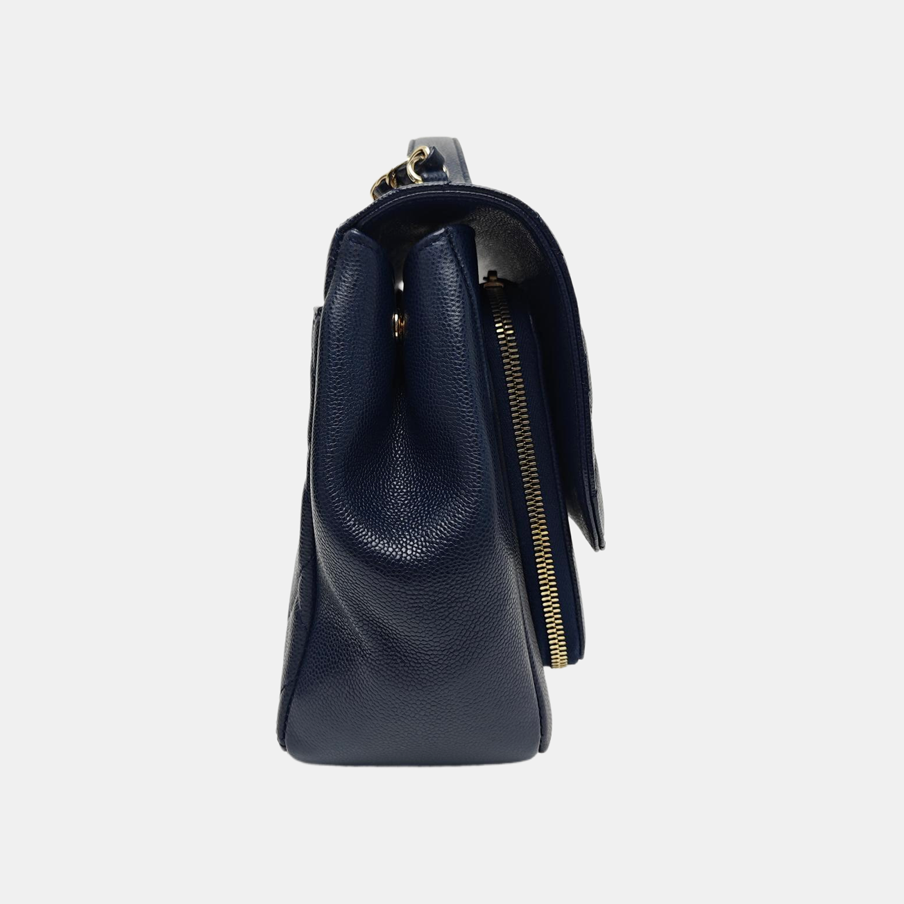 Quilted Grained Calfskin Shoulder Bag Blue