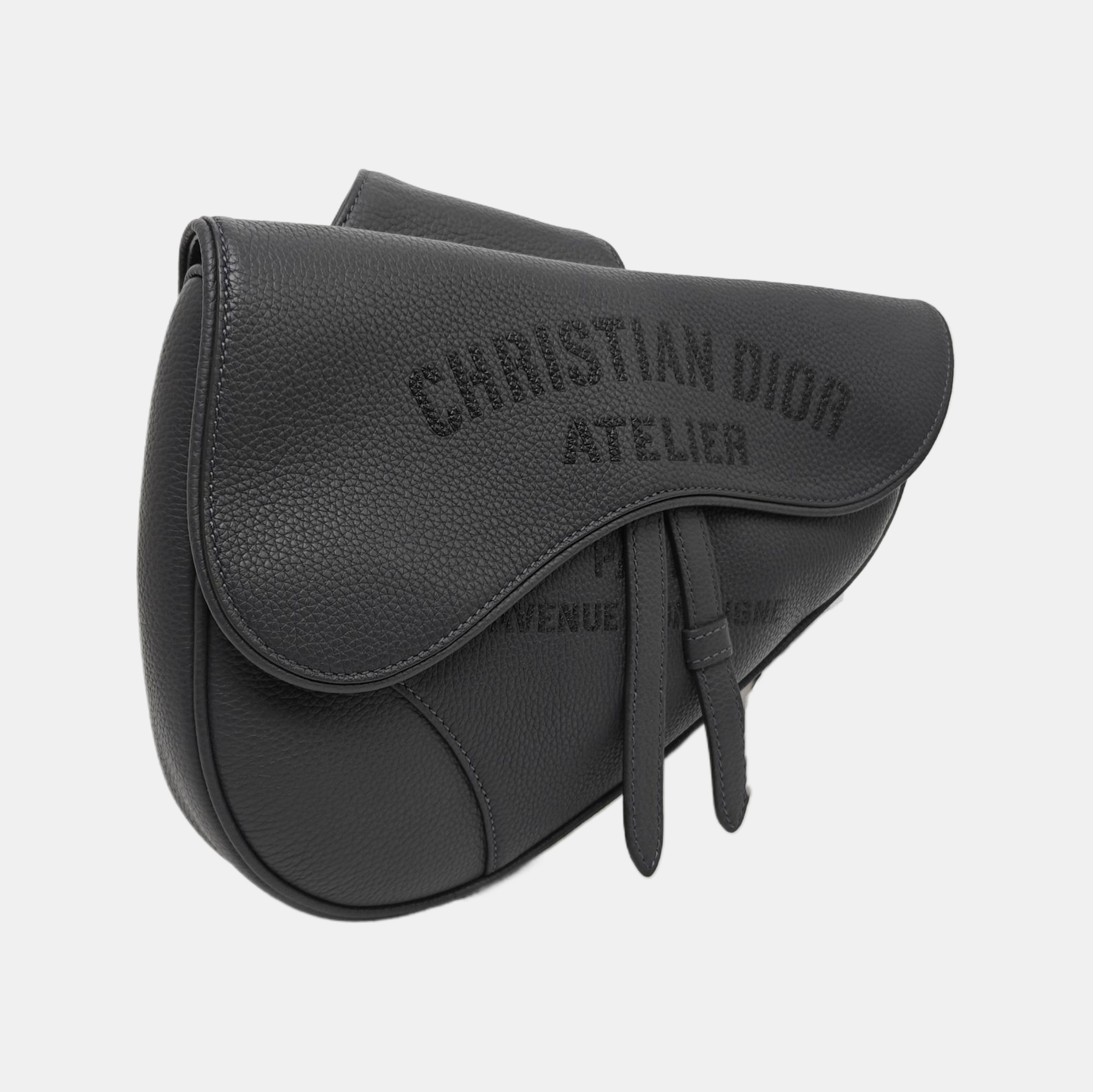 Saddle Medium Calfskin Gray