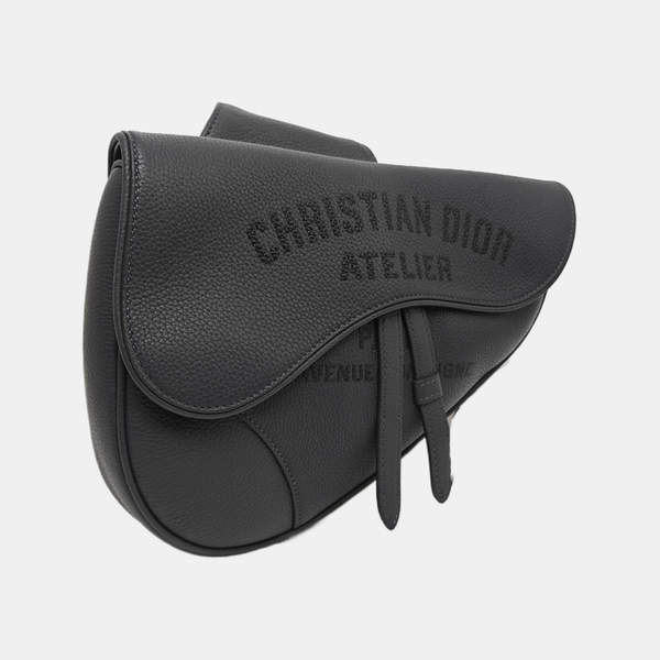Saddle Medium Calfskin Gray