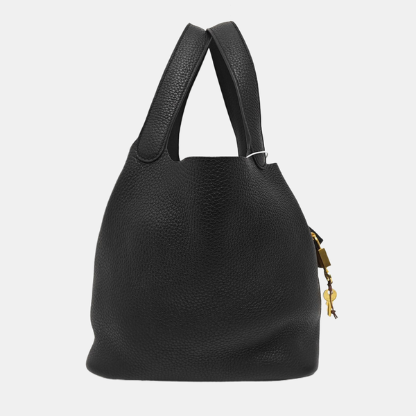 Authenticated pre-owned  Picotin Lock 22 Clemence Black - Bucket Bag at Looply