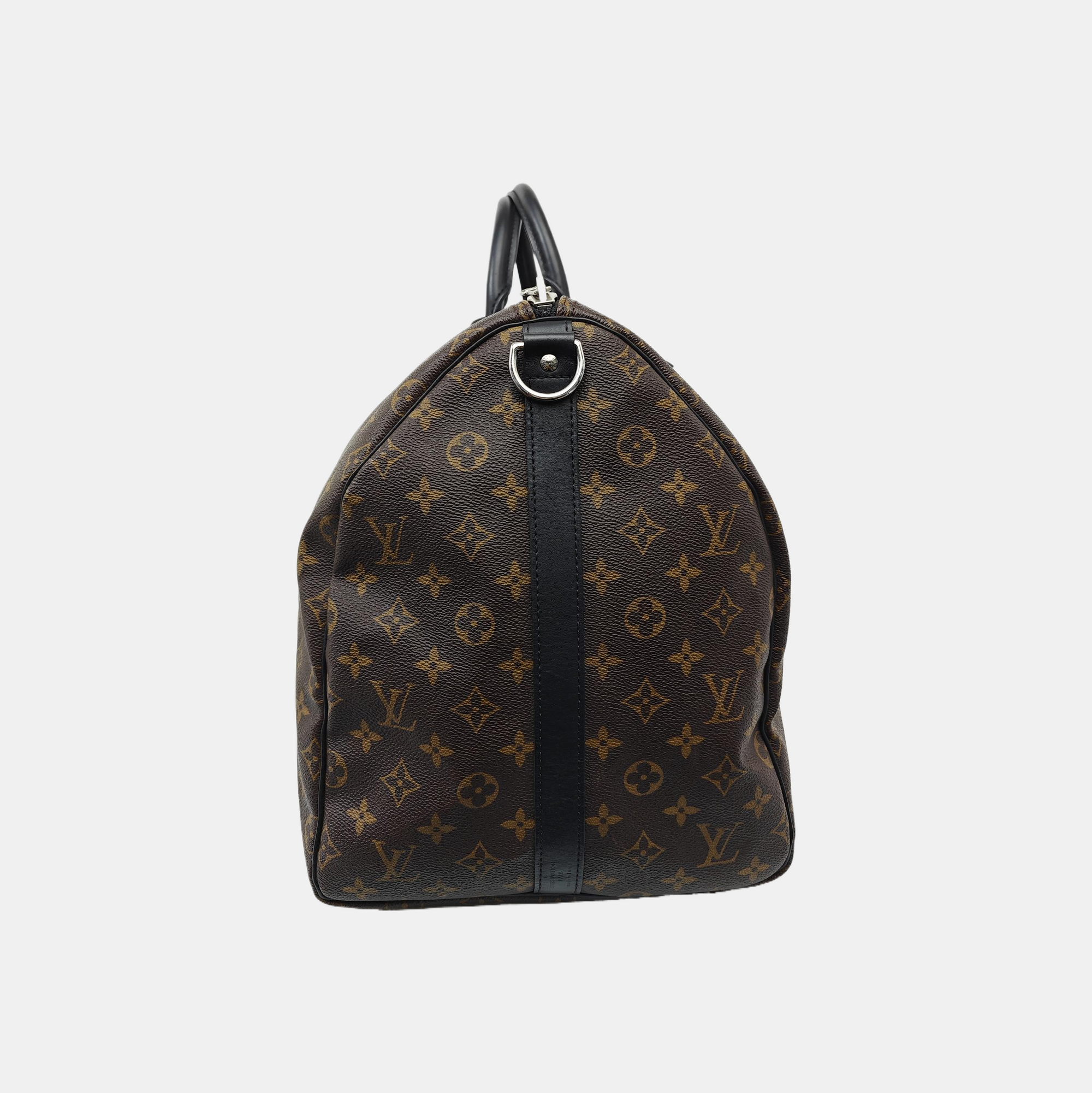 KEEPALL 55 Monogram Coated Canvas Brown
