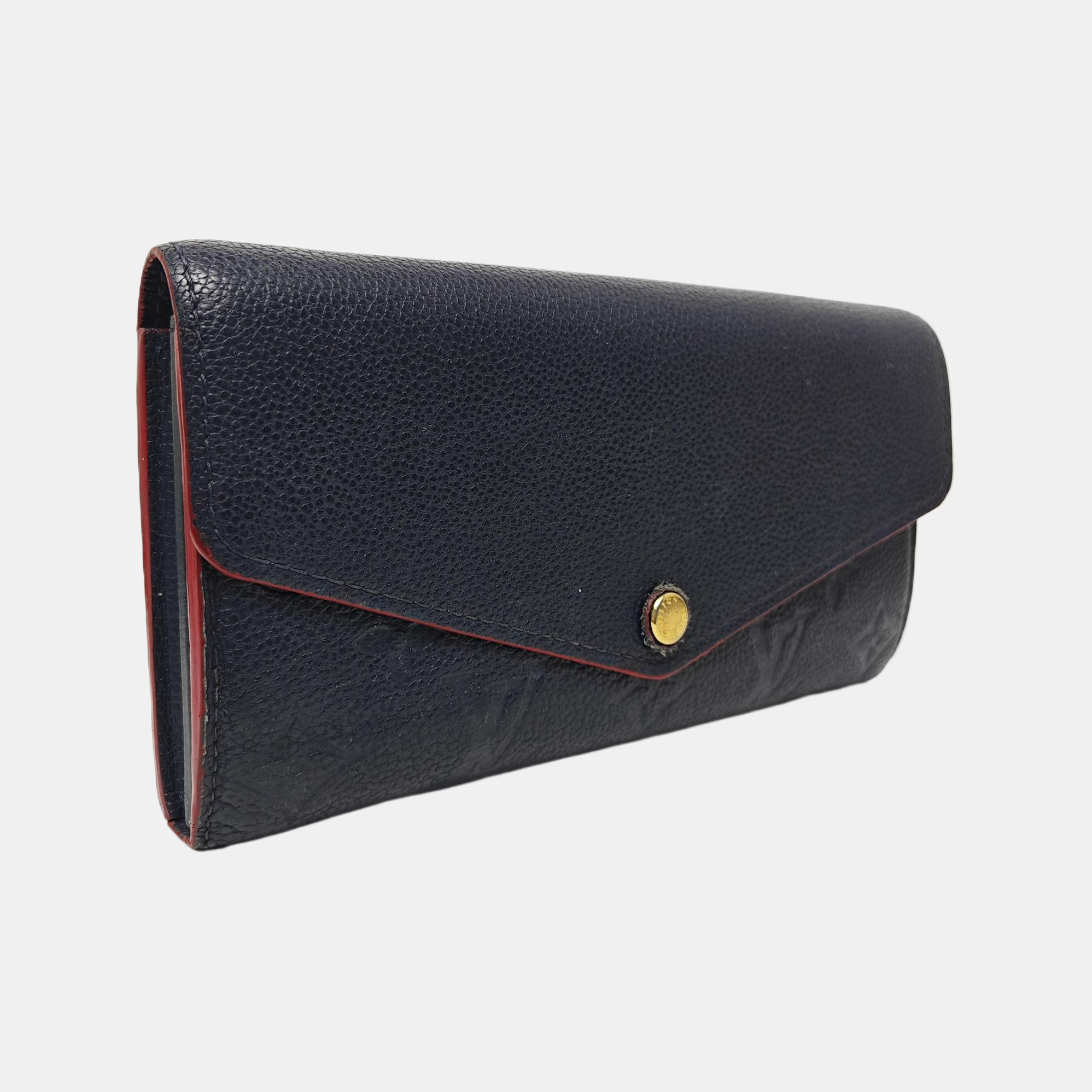 SARAH Monogram Calfskin Blue Wallet