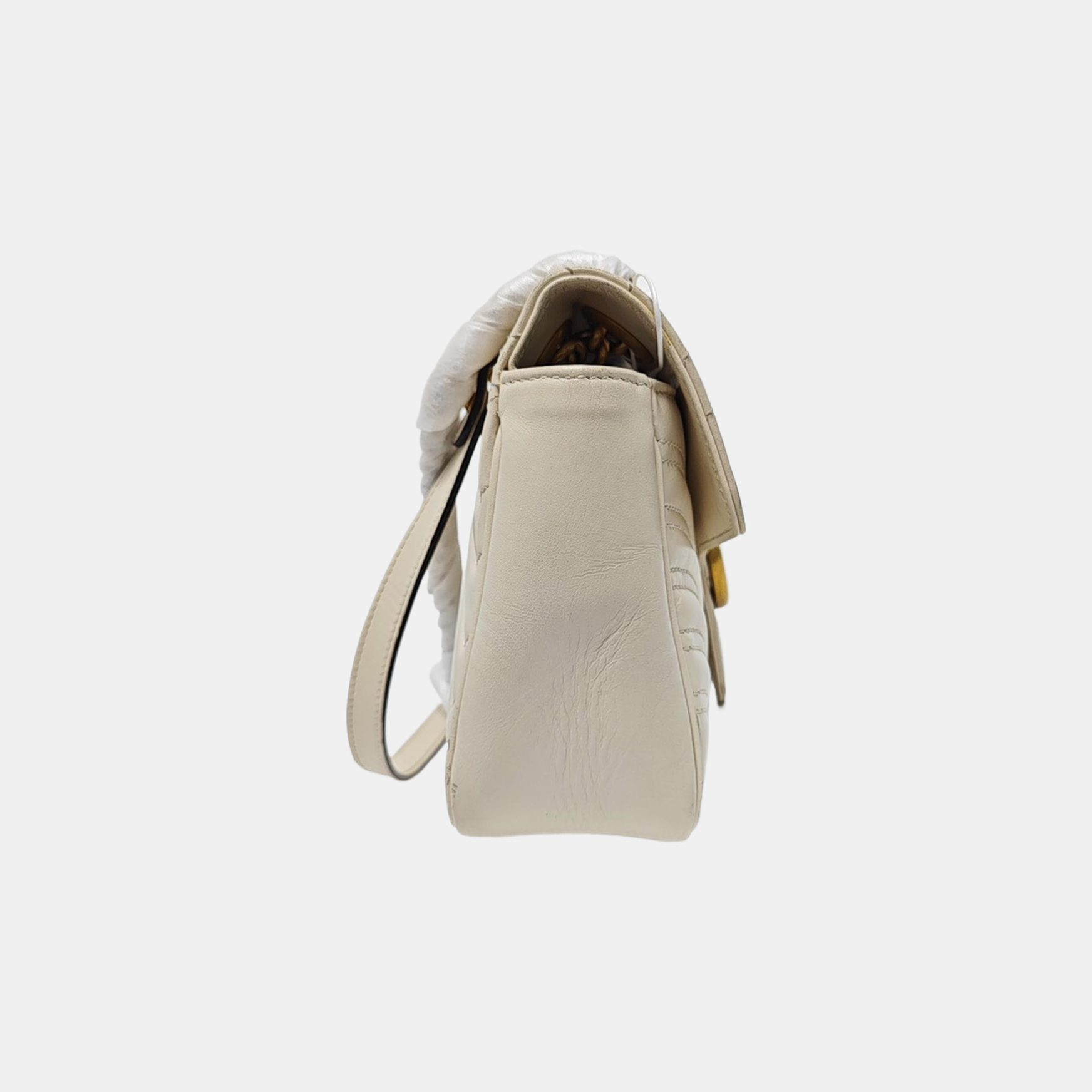 GG Marmont Medium Quilted Calfskin White