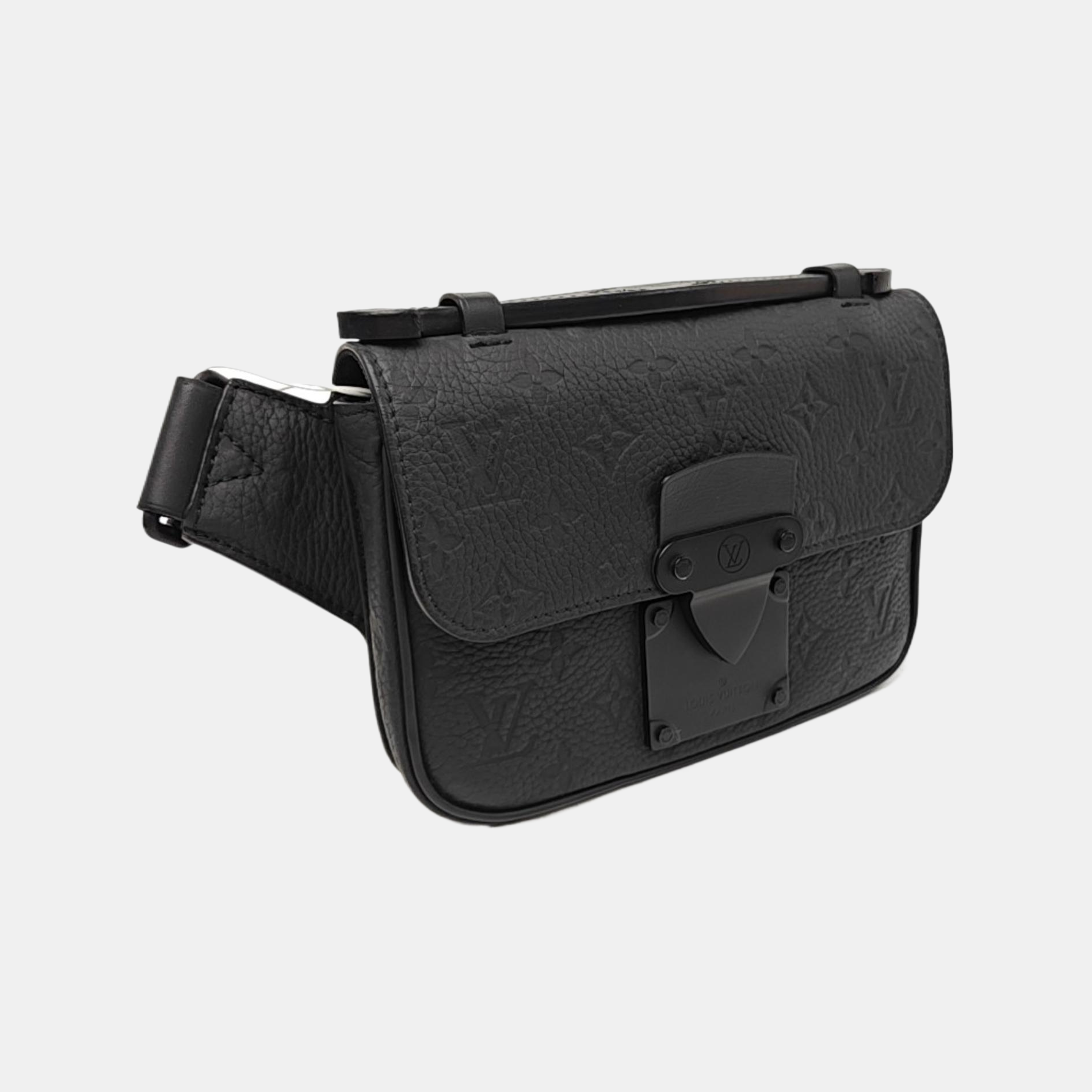 S LOCK Monogram Calfskin Black