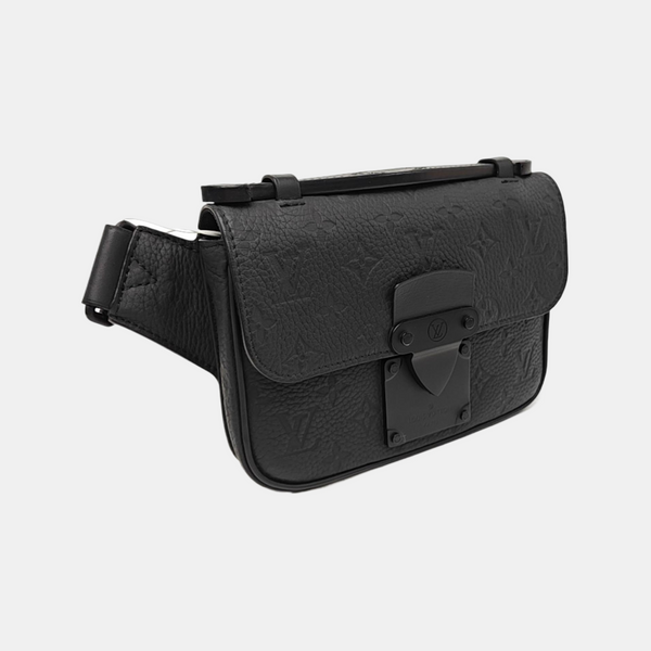 S LOCK Monogram Calfskin Black