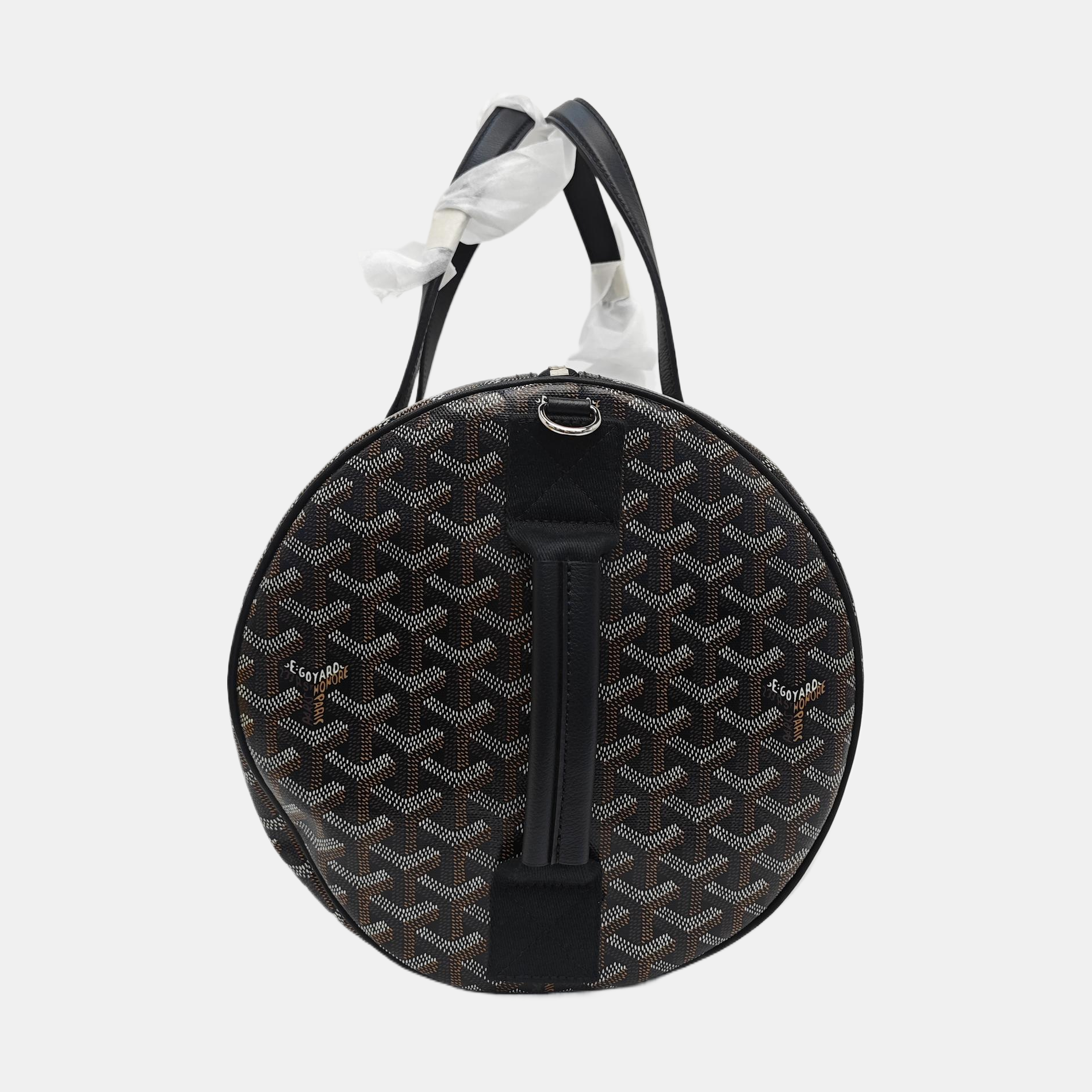 Coated Canvas Top Handle Bag Brown
