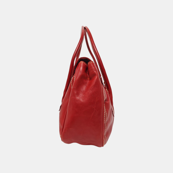 Calfskin Top Handle Bag Red