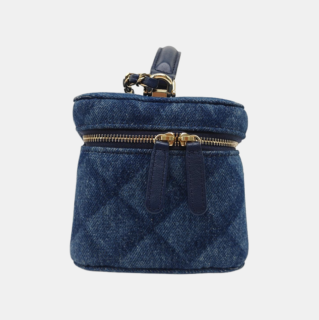 VINTAGE COSMETIC BAGS Quilted Denim Blue