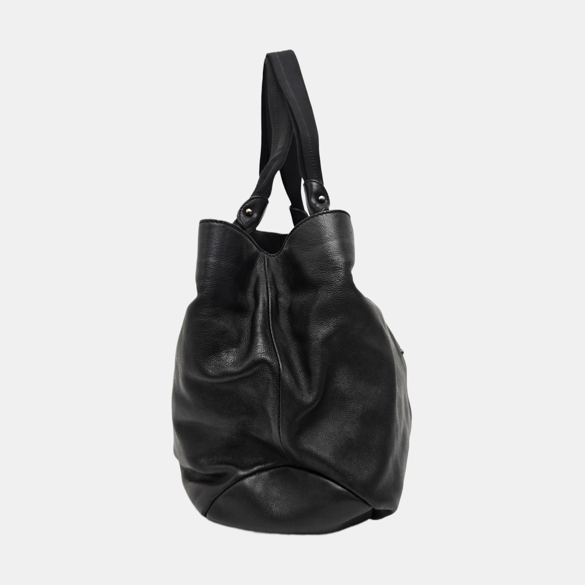 Calfskin Top Handle Bag Black
