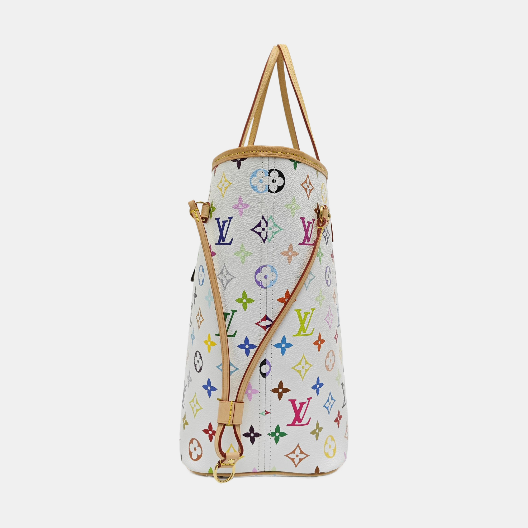 LV × TM NEVERFULL MM Monogram Coated Canvas White