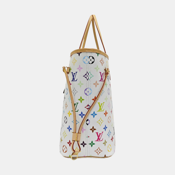 LV × TM NEVERFULL MM Monogram Coated Canvas White