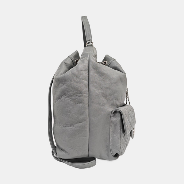 Quilted Calfskin Backpack Gray