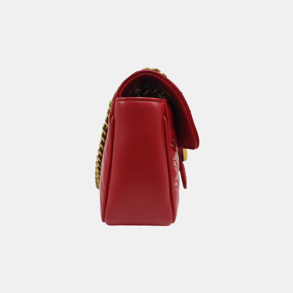 GG Marmont Small Quilted Calfskin Red