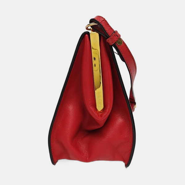 Light Frame Saffiano Calfskin Red