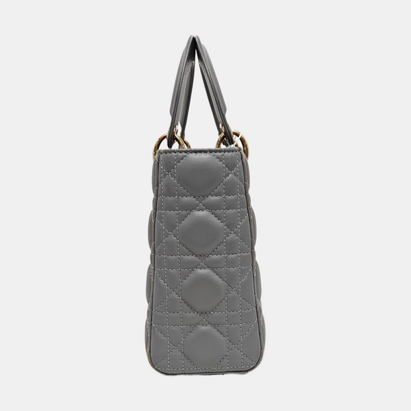 Lady Dior Small Cannage Lambskin Gray