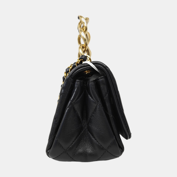 CHAIN INFINITY TOP HANDLE Mini Quilted Lambskin Black