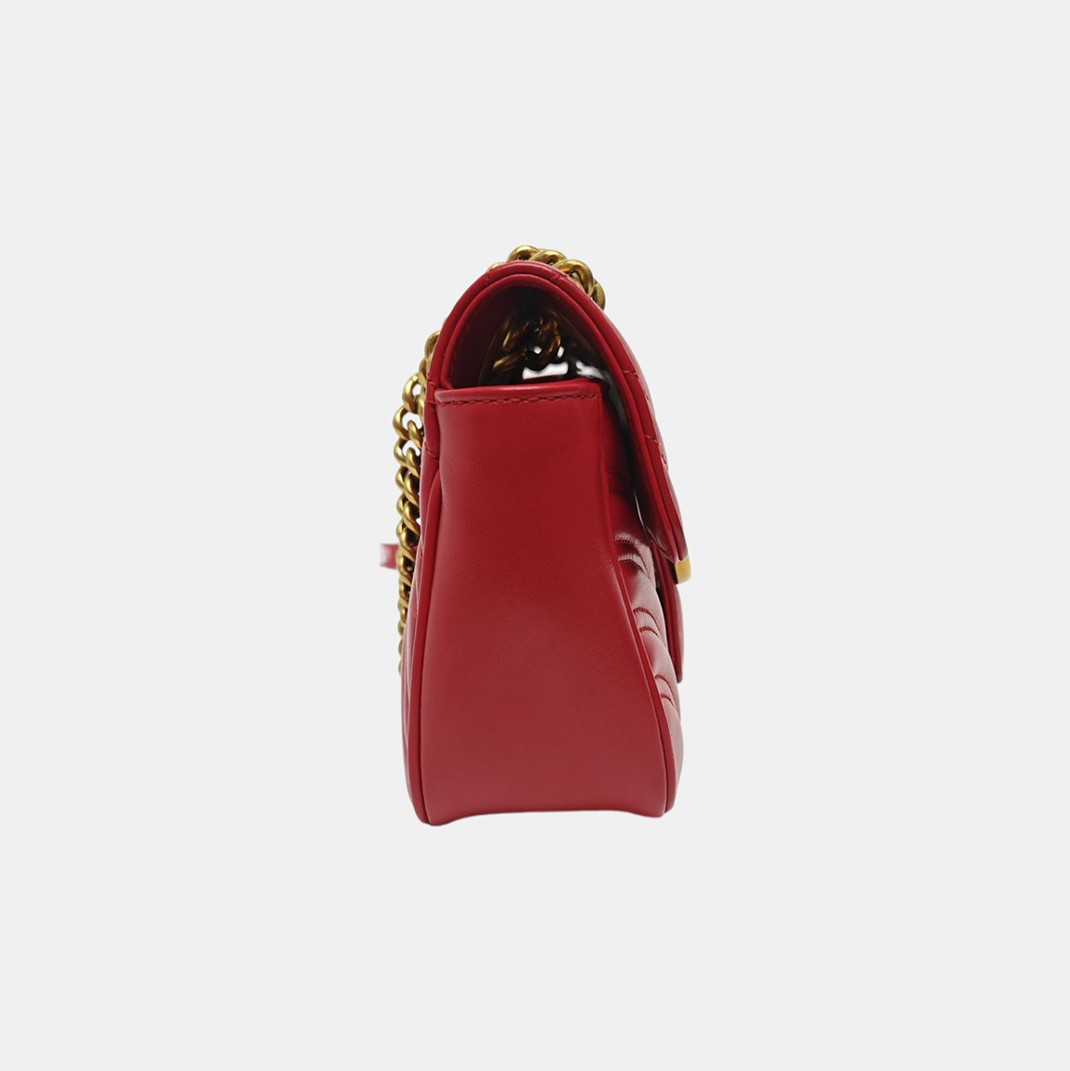 GG Marmont Small Quilted Calfskin Red