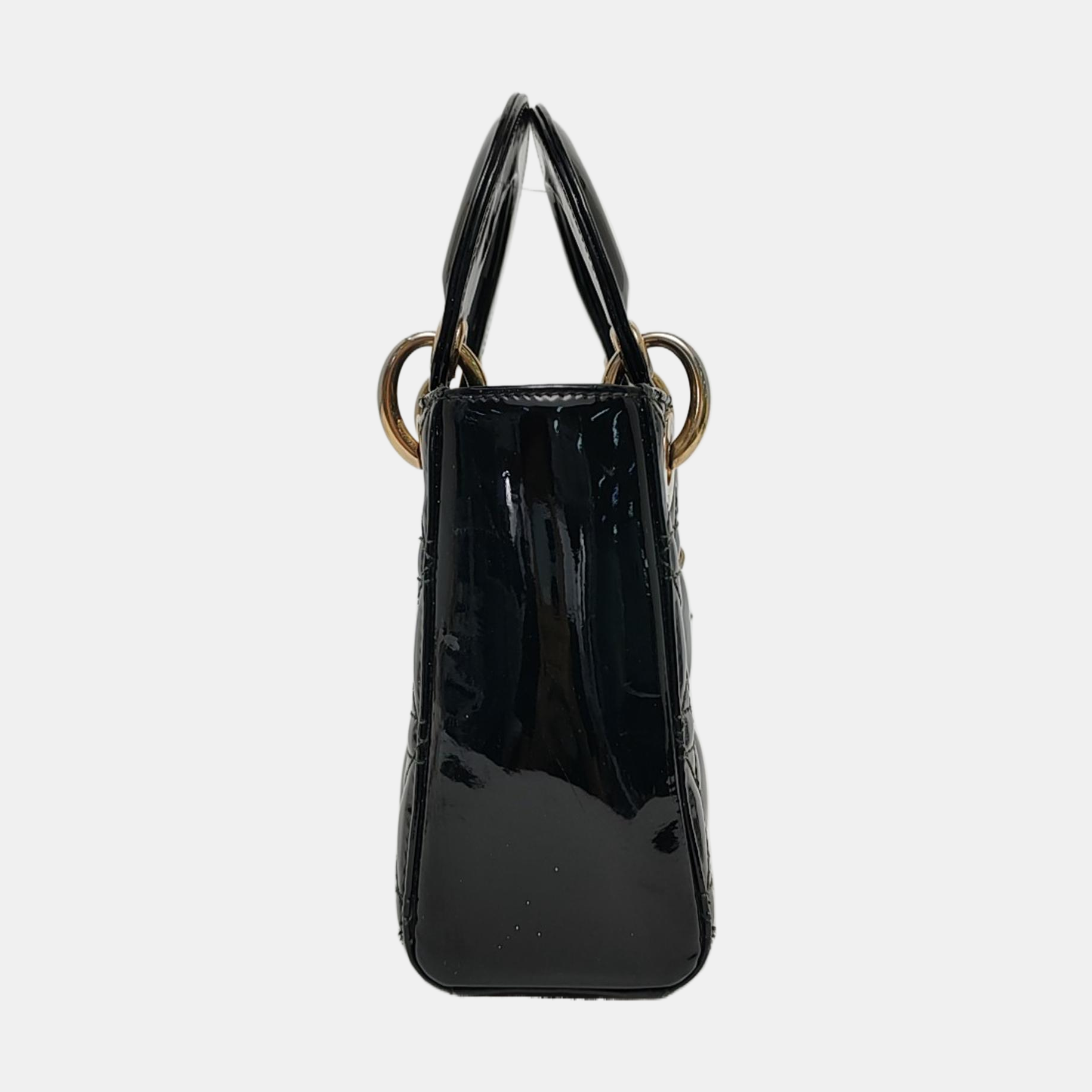Lady Dior Mini Quilted Patent Leather Black