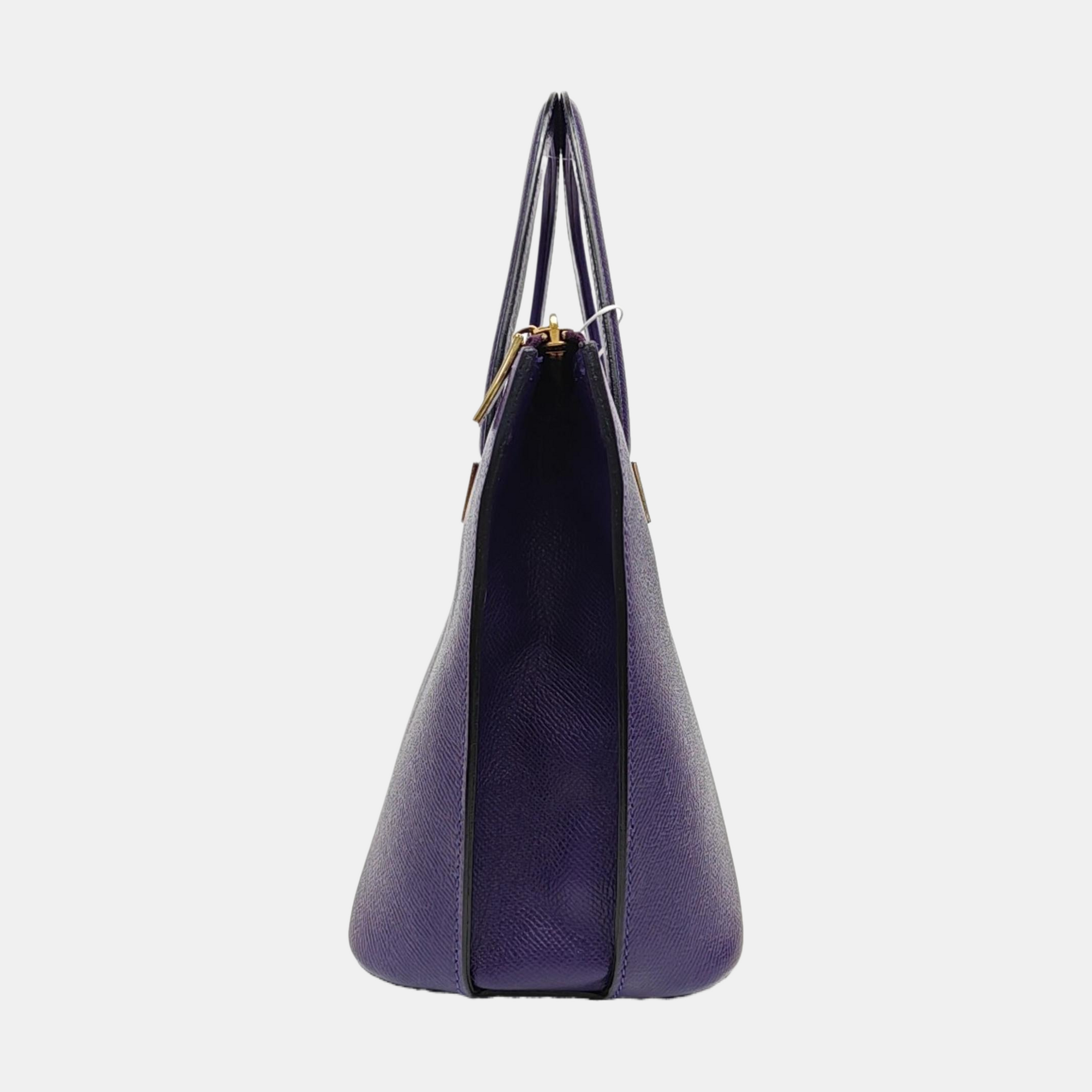 Calfskin Top Handle Bag Purple
