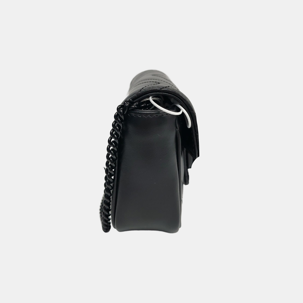 GG Marmont Mini Chevron Piel de Cordero Negro