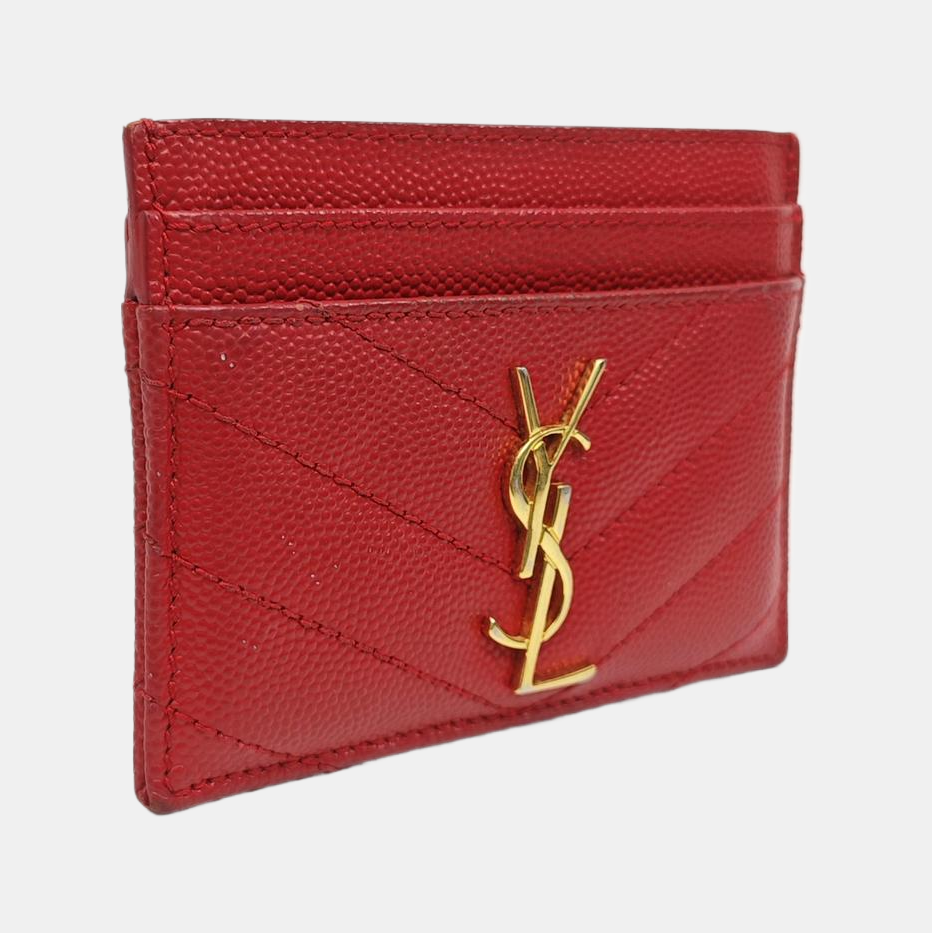 MONOGRAM Quilted Calfskin Red Card Holder