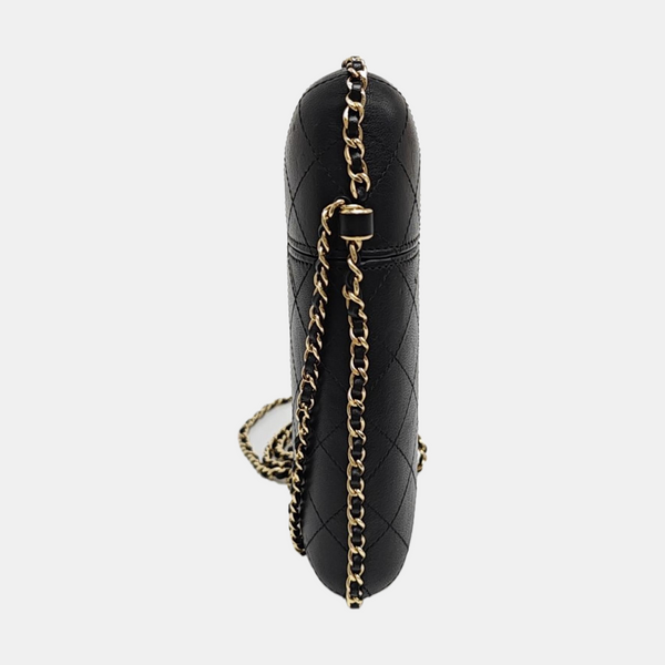 Quilted Lambskin Shoulder Bag Black