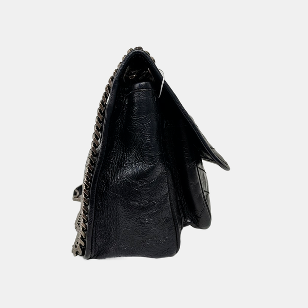 NIKI Medium Chevron Calfskin Black