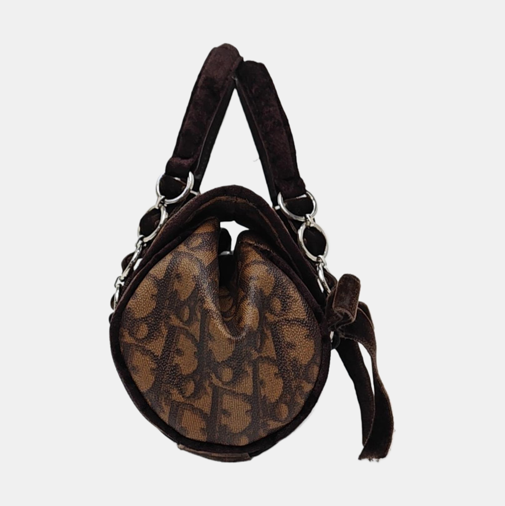 Oblique Coated Canvas Top Handle Bag Brown