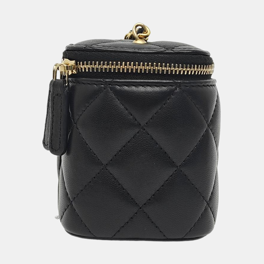 VANITY CASE Mini Quilted Lambskin Black